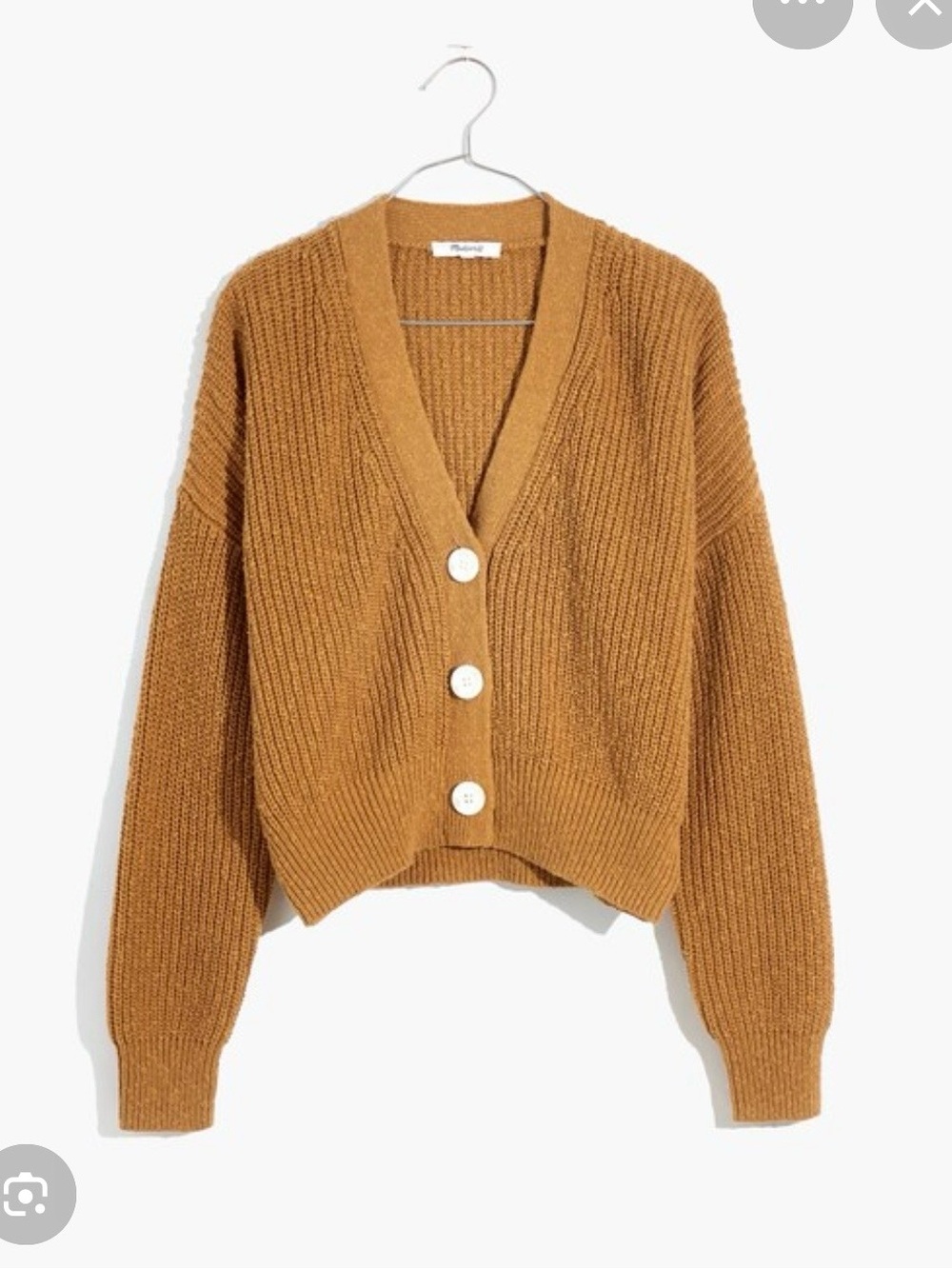 Madewell cropped Knit Button-Front Cardigan in mustard Size Small crop